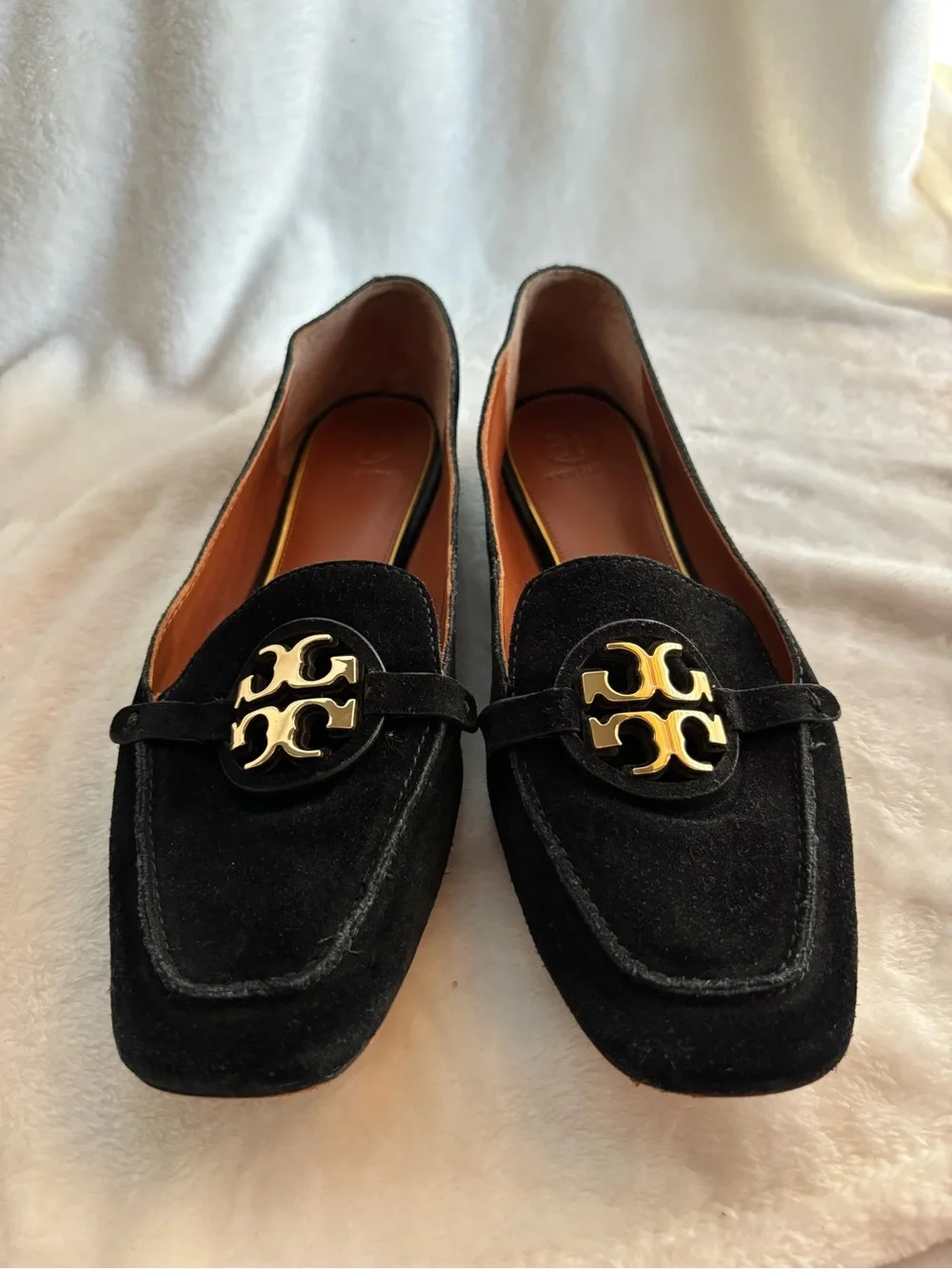 Tory Burch Miller Suede Metal Loafers Size 9.5M Black